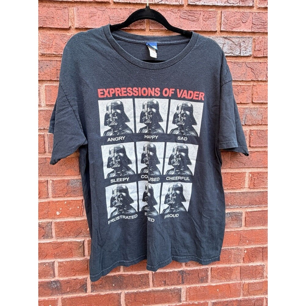 Vintage Y2K Star Wars Expressions of Vader T Shirt Mens Large Faded Black